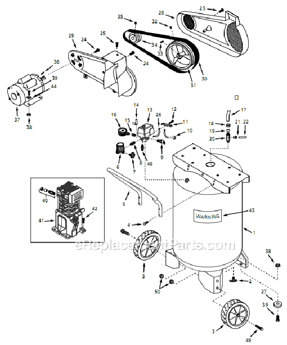 Page A Diagram and Parts List for 58-7870-0 2004 Campbell Hausfeld Compressor